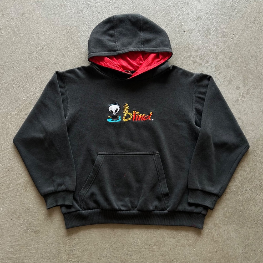 Vintage Blind Skateboards Sweatshirt Size Medium Black Reaper Noose Hoodie